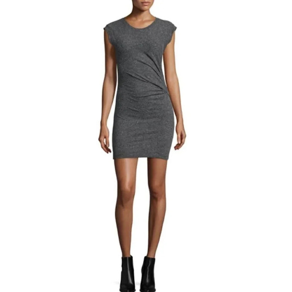 IRO - Heathered Grey Athos Cap Sleeve Ruched Mini Dress - Picture 3 of 7